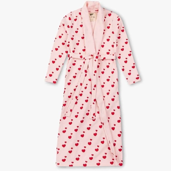 Monica and Andy Heart Printed Belted Robe waffle knit Size XS/S Maternity - Picture 1 of 11